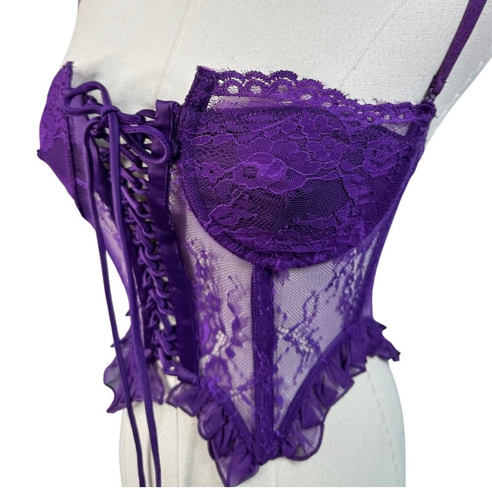 Guizio Aleia Ruffle Corset Top Amethyst Purple XS NWT Romantic Boned Bustier - Picture 5 of 10